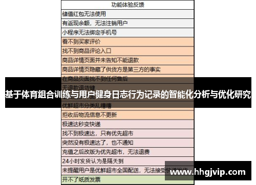 基于体育组合训练与用户健身日志行为记录的智能化分析与优化研究